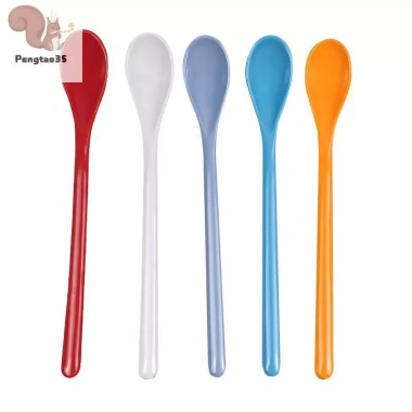Màu Kẹo Nhựa Cầm Dài – Bộ Đồ Ăn Thìa Tráng Miệng, Muỗng Khuấy Cà Phê, Súp COD