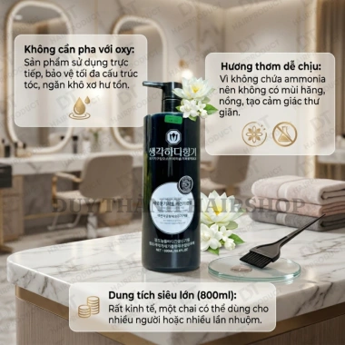 Màu Nhuộm Phủ Tóc Hàn Quốc 800ml – Không Pha Oxi, Mịn Bền, Mùi Thơm Dễ Chịu – 235k