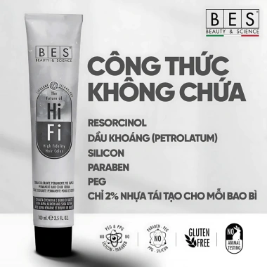 Màu Nhuộm Tóc BES Hi-Fi 100ml Chính Hãng - Italy Cao Cấp, Bền Màu, Bóng Mượt, Nhẹ Mùi - 242.000đ