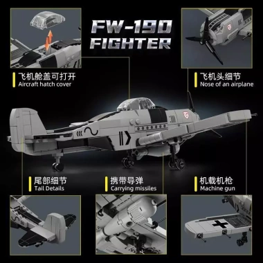 Máy bay chiến đấu FW190 tàu con thoi không gian mini Đồ chơi lắp ghép quà tặng bé trai