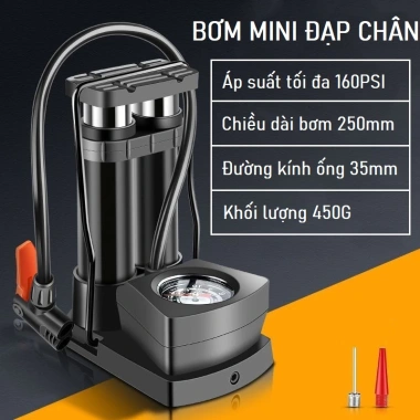 Máy bơm không khí di động MONQIQI 2 ống kèm đo áp suất, phù hợp xe máy - Giá 52.000₫