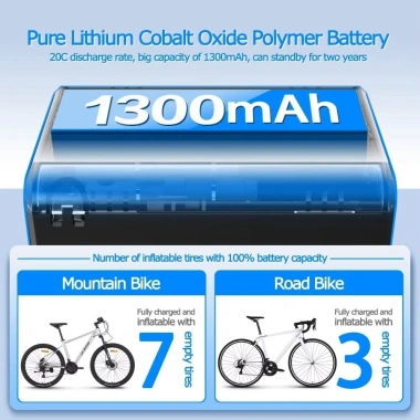Máy bơm không khí METUBE 1.300mAh cho xe đạp điện, áp suất 120PSI, sạc USB-C 8 Máy bơm không khí METUBE 1.300mAh cho xe đạp điện, áp suất 120PSI, sạc USB-C 8