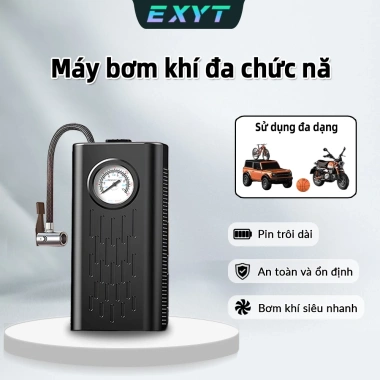 Máy Bơm Lốp Ô Tô Xe Máy EXYT Mini Cầm Tay: Bơm Nhanh Tự Ngắt, Đèn LED, Chính Hãng, Giao Nhanh, Giá 145.500đ