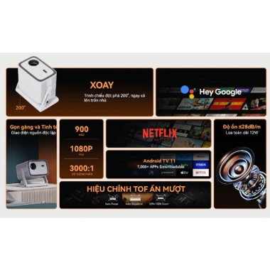 Máy chiếu Wanbo Vali 1 Full HD 1.080P 900 ANSI, góc xoay 200° - Bảo hành 12 tháng chính hãng, giá ưu đãi 5,5 triệu