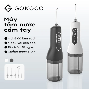 Máy đánh bóng nước không dây GOKOCO làm sạch răng 4 chế độ, sạc lại, chống nước IPX7 – chỉ 339.000₫