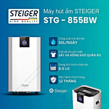 Máy Hút Ẩm Lọc Không Khí Steiger 60L Hàng Đức Chính Hãng BH 12 Tháng 5.75 Triệu