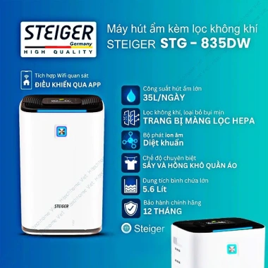 Máy Hút Ẩm Lọc Không Khí Steiger 60L Hàng Đức Chính Hãng BH 12 Tháng 5.75 Triệu