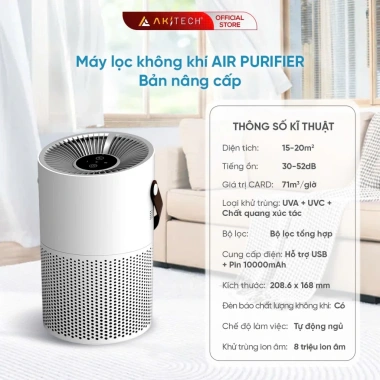 Máy lọc không khí AKITECH 15m2 UVA UVC HEPA 4 lớp giá rẻ chỉ 795k 12 Máy lọc không khí AKITECH 15m2 UVA UVC HEPA 4 lớp giá rẻ chỉ 795k 12