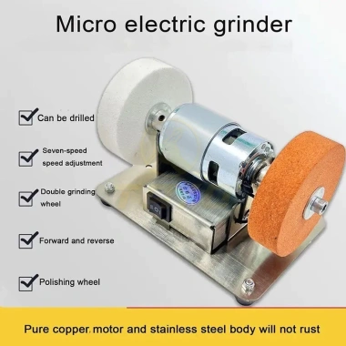 Máy mài dao kéo mini 2 đầu đa năng 220V 7 tốc độ 100W – Đá mài trắng và cà phê, giá chỉ 270k