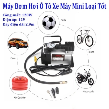 Máy nén khí mini 220V/12V - Bơm hơi đa năng bơm bóng, lốp ô tô, xe đạp, xe máy - Thiết kế nhỏ gọn, an toàn, chỉ 145.000₫ 3