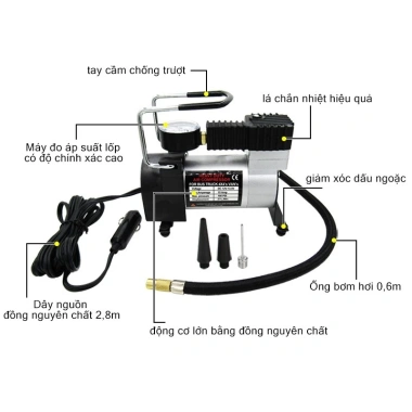 Máy nén khí mini 220V/12V - Bơm hơi đa năng bơm bóng, lốp ô tô, xe đạp, xe máy - Thiết kế nhỏ gọn, an toàn, chỉ 145.000₫ 4