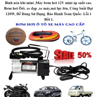 Máy nén khí mini 220V/12V - Bơm hơi đa năng bơm bóng, lốp ô tô, xe đạp, xe máy - Thiết kế nhỏ gọn, an toàn, chỉ 145.000₫ 5