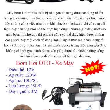 Máy nén khí mini 220V/12V - Bơm hơi đa năng bơm bóng, lốp ô tô, xe đạp, xe máy - Thiết kế nhỏ gọn, an toàn, chỉ 145.000₫ 8