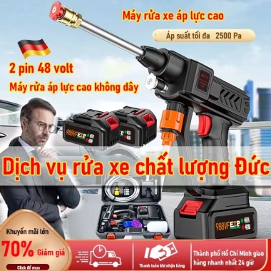 Máy rửa xe 2 pin cầm tay không dây 988VF 25.000mAh 1.500W - Áp lực cao, chỉ 590.000đ