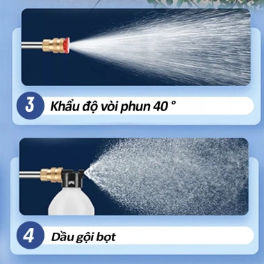 Máy rửa xe 2 pin cầm tay không dây 988VF 25.000mAh 1.500W - Áp lực cao, chỉ 590.000đ