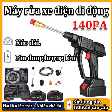 Máy rửa xe 2 pin cầm tay không dây 988VF 25.000mAh 1.500W - Áp lực cao, chỉ 590.000đ