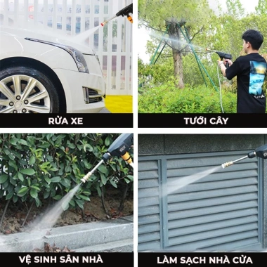 Máy rửa xe cầm tay Hitachi 2 Pin 10 Cell 199V - Xịt rửa cao áp, bọt tuyết, giá 395.000 VND 4