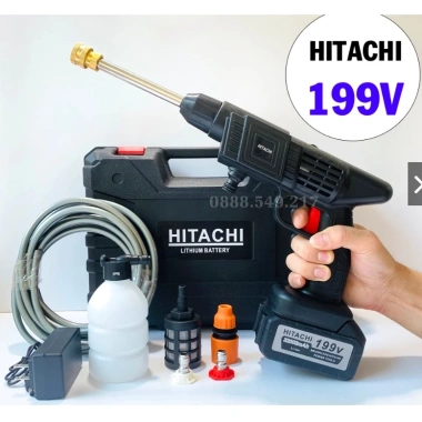 Máy rửa xe cầm tay Hitachi 2 Pin 10 Cell 199V - Xịt rửa cao áp, bọt tuyết, giá 395.000 VND 9