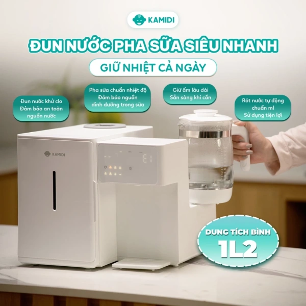 Hình ảnh sản phẩm Máy Tiệt Trùng Bình Sữa UV Kamidi Lux 2 Tích Đun Nước, Lắc Sữa, Lấy Nước Tự Động - 4,235,000₫