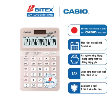 Máy tính Casio JS-40B 14 số – Phím đúc chống mờ, giá 958k cho Kế Toán Trưởng