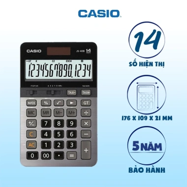 Máy tính Casio JS-40B 14 số – Phím đúc chống mờ, giá 958k cho Kế Toán Trưởng