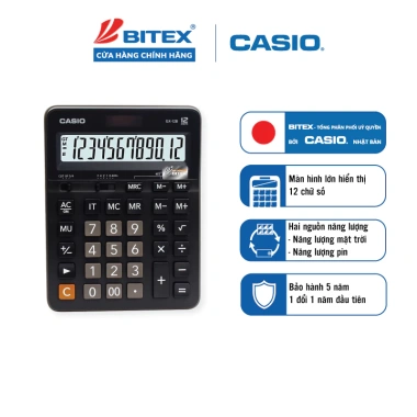 Máy Tính Để Bàn Casio GX-12B 12 Số Chính Hãng - Mặt Kim Loại Siêu Bền, Phù Hợp Kế Toán Thu Ngân