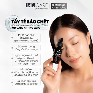 MD CARE AntiAc Exfo 10ml - Tẩy tế bào chết, kiểm soát mụn, giảm viêm, giảm dầu, giá 199.500₫