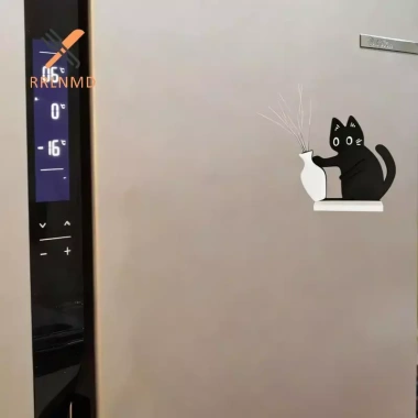 Mèo Đẩy Bình Whisker Trang Trí Tủ Lạnh Nam Châm - Bộ Sưu Tập Quà Tặng Yêu Mèo