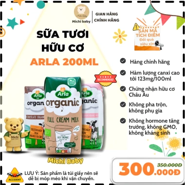 Michibaby 1 Thùng 12 Hộp Sữa Tươi Hữu Cơ Arla Đan Mạch 200ml - Giá ưu đãi 330.000₫