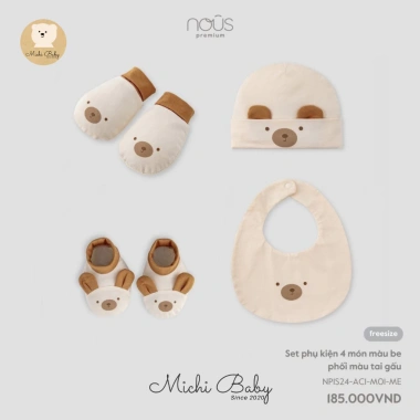 Michibaby Bộ Quà Tặng 4 Món NOUS - Mũ, Bao Tay, Bao Chân, Phụ Kiện MC602 Giá Ưu Đãi 175.500 VND 2