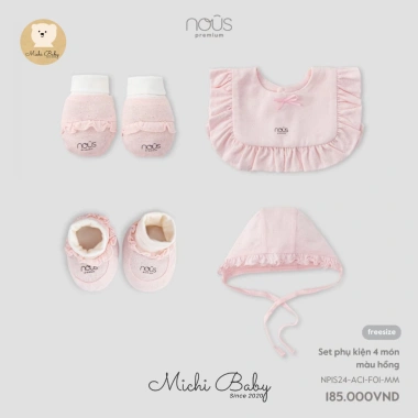 Michibaby Bộ Quà Tặng 4 Món NOUS - Mũ, Bao Tay, Bao Chân, Phụ Kiện MC602 Giá Ưu Đãi 175.500 VND 3