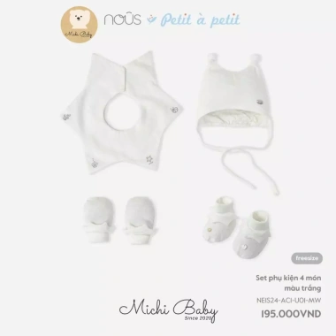 Michibaby Bộ Quà Tặng 4 Món NOUS - Mũ, Bao Tay, Bao Chân, Phụ Kiện MC602 Giá Ưu Đãi 175.500 VND 7