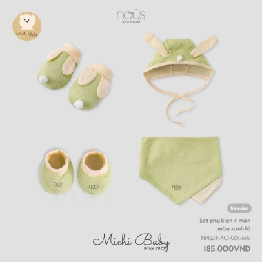 Michibaby Bộ Quà Tặng 4 Món NOUS - Mũ, Bao Tay, Bao Chân, Phụ Kiện MC602 Giá Ưu Đãi 175.500 VND 9