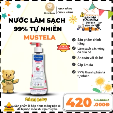 Michibaby Nước Làm Sạch Thay Tã Mustela - Mặt Bé Sơ Sinh 0, Cần Rửa Lại MC398 2