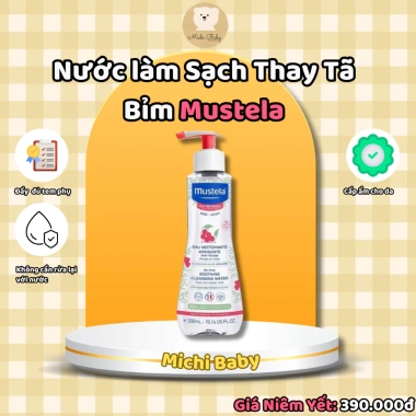 Michibaby Nước Làm Sạch Thay Tã Mustela - Mặt Bé Sơ Sinh 0, Cần Rửa Lại MC398 7