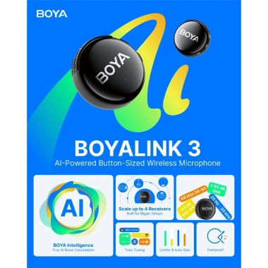 Micro không dây cài áo BOYALINK 3-01 2TX/4RX Type C, chân L, kết nối 8 thiết bị - 3.09 triệu