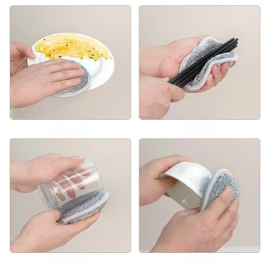 Miếng Bọt Biển 3 Lớp - Giẻ Rửa Bát Sợi Kim Loại Đa Năng, Tạo Bọt, Cọ Xoong Nồi Bát, Giá 35.500 VND 4