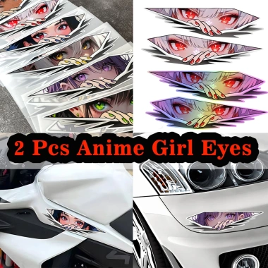 Miếng Dán Anime JDM Cô Gái Mắt Phản Quang Chống Thấm Nước 2 Xe Máy Trang Trí