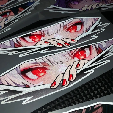 Miếng Dán Anime JDM Cô Gái Mắt Phản Quang Chống Thấm Nước 2 Xe Máy Trang Trí