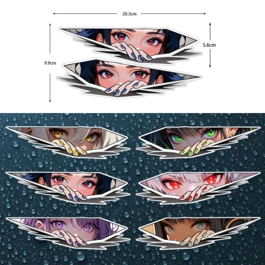 Miếng Dán Anime JDM Cô Gái Mắt Phản Quang Chống Thấm Nước 2 Xe Máy Trang Trí