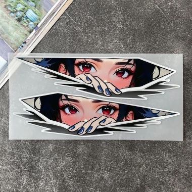 Miếng Dán Anime JDM Cô Gái Mắt Phản Quang Chống Thấm Nước 2 Xe Máy Trang Trí