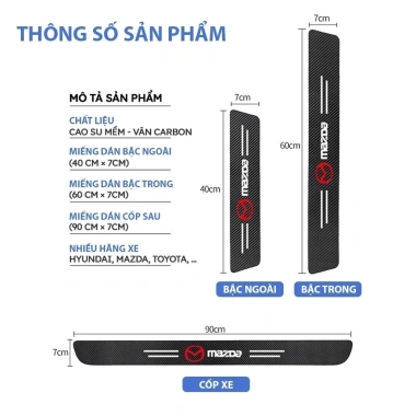 Miếng Dán Chống Trầy Xước Sợi Cacbon Bảo Vệ Bậc Cửa & Cốp Xe Hơi – 30.000đ