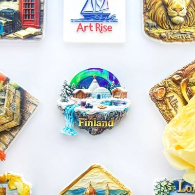 Miếng Dán Tủ Lạnh 3D Phần Lan Đảo Bầu Trời Bắc Cực Ánh Sáng Băng Quà Tặng Du Lịch Trang Trí Nhà Cửa 3
