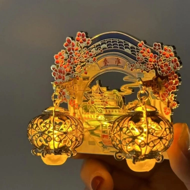 Miếng dán tủ lạnh phát sáng retro - Đèn lồng kim loại cổ, dạ quang, quà lưu niệm du lịch, 247.500 VND 5