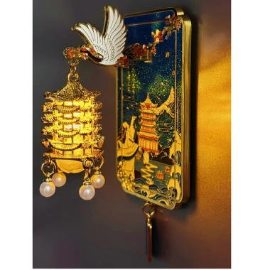 Miếng dán tủ lạnh phát sáng retro - Đèn lồng kim loại cổ, dạ quang, quà lưu niệm du lịch, 247.500 VND 8