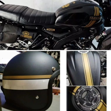 Miếng dán vintage xe máy dải bình nhiên liệu phản quang - decal racer, trang trí mũ bảo hiểm, giảm giá 60.281₫