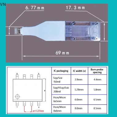 Mingxuan2 Sop8 W-son Chip Burner Cable - Tải xuống, BurnWrite Probe, EEPROM, 189.970₫ 5