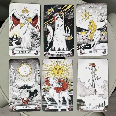 Mirror Tarot Deck 78 lá Rider với viền mạ vàng đỏ, kèm sách hướng dẫn, giảm còn 127.440 VND 4