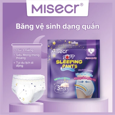 MISECR 1 gói 3 miếng băng vệ sinh siêu mỏng thoáng khí đồ lót - Giá 26.000đ