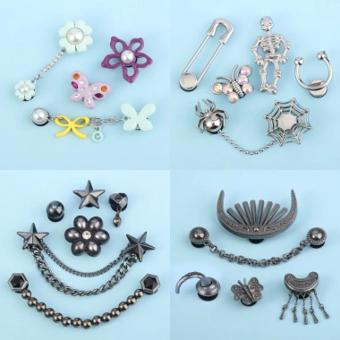 Miss Zoe Jibbitz kim loại bướm và nhện dây xích giày - Khóa ngôi sao kim cương, phụ kiện thời trang 37.296₫